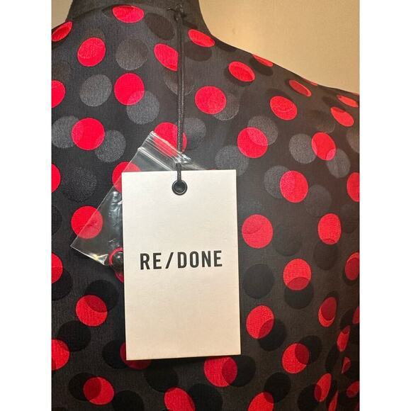RE/DONE Sz M 80s Wrap Jacquard 100% Silk Polka Dot Mini Dress NWT‎ long sleeve - Picture 12 of 13